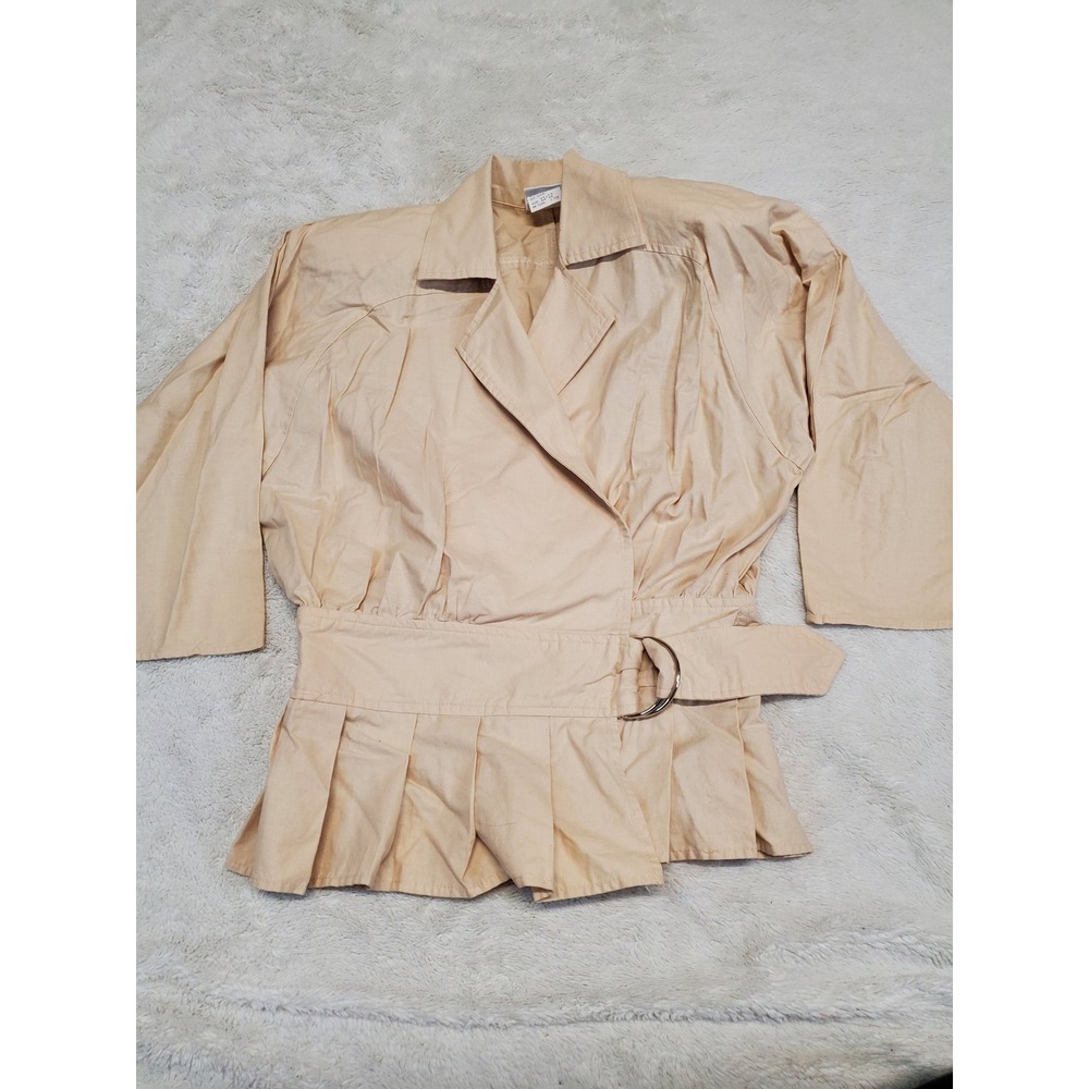 Vintage Avon Cream Ruffle‎ Belted Wrap Blouse Top 12 Medium Boho Capsule Cottage